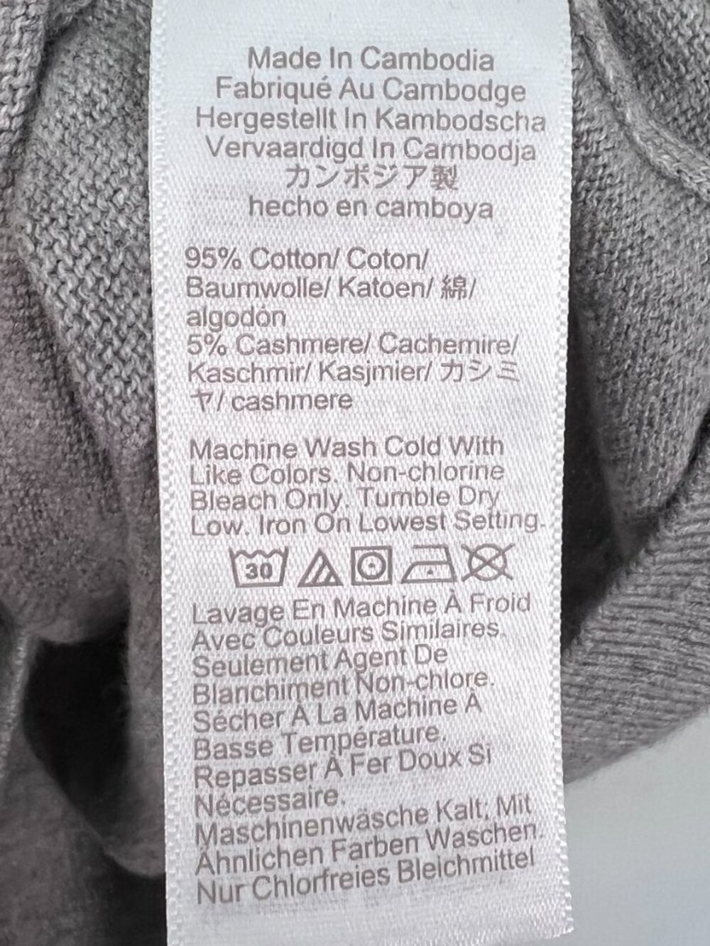 J.Crew Factory Short Sleeve V-Neck Cotton/Cashmere Polo Sweater Gray Pullover - Picture 5 of 5